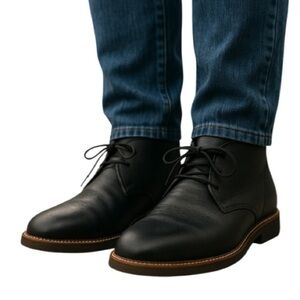 HUSH PUPPIES Mens Colby Black Pebble Grain Oxford Shoes Lace Up Classic Size 8